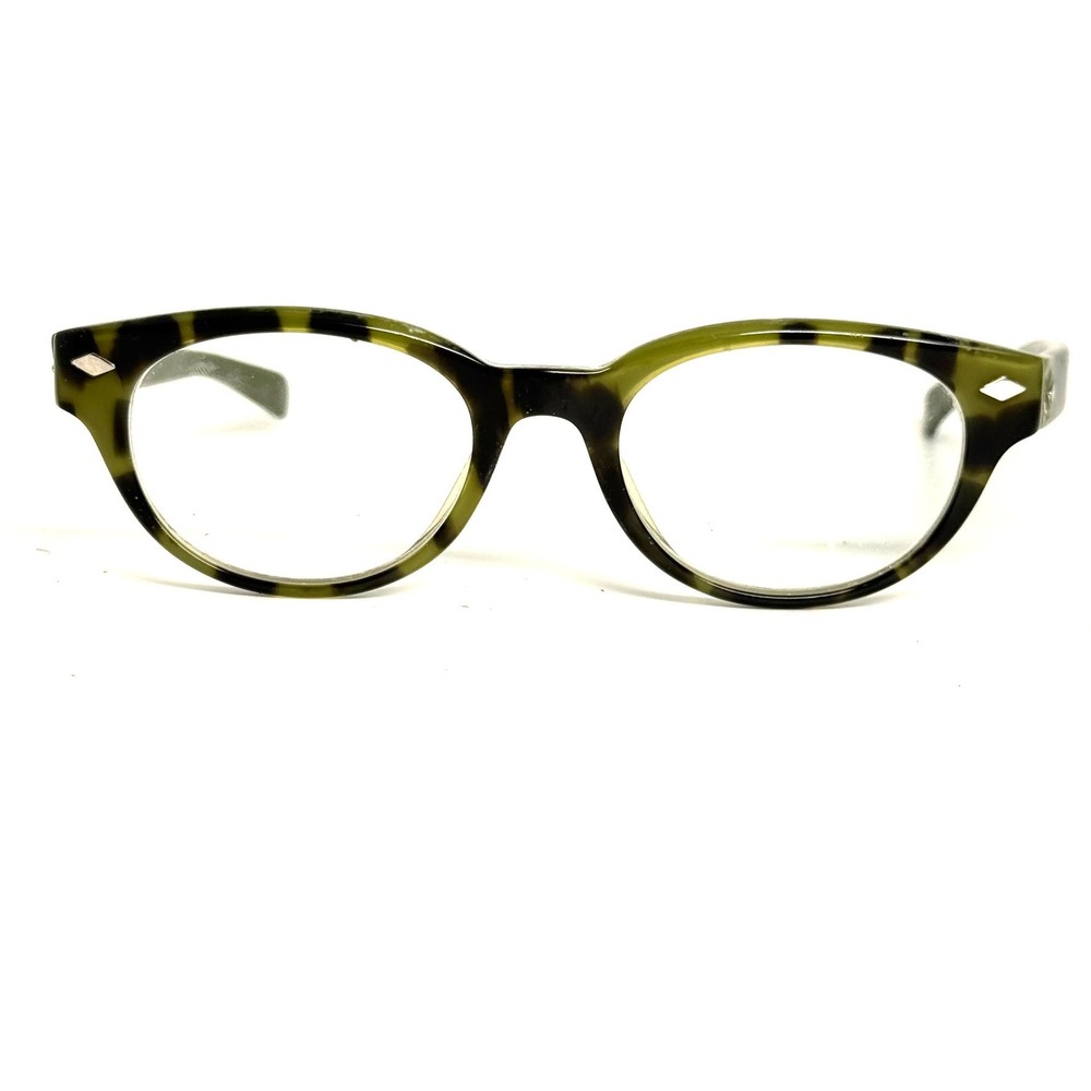 Allegre Handmade Japan Eyeglasses Olive Green Tortoise Shell Round Frames 23916